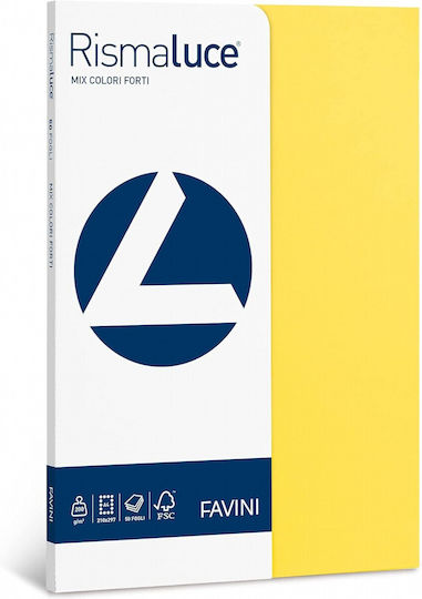 Favini Favini 50 Sheets Rismaluce 200g/m2 Mix 5 Bright Colors 21x29.7 A4