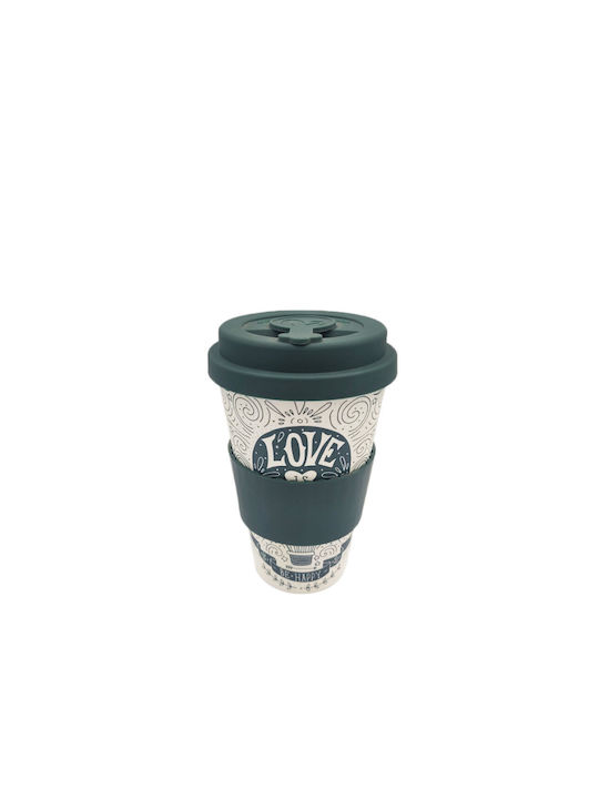Bamboo Pahar Cafea / Cafea grecească Freddo din Bambus în Culoarea Verde 400ml