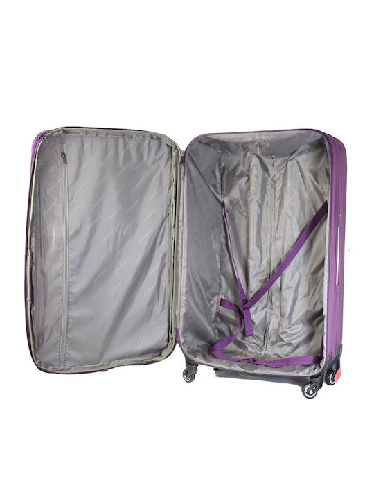 Diplomat Large Travel Collection Large Fabric Purple Suitcase With 4 Wheels Height 76cm