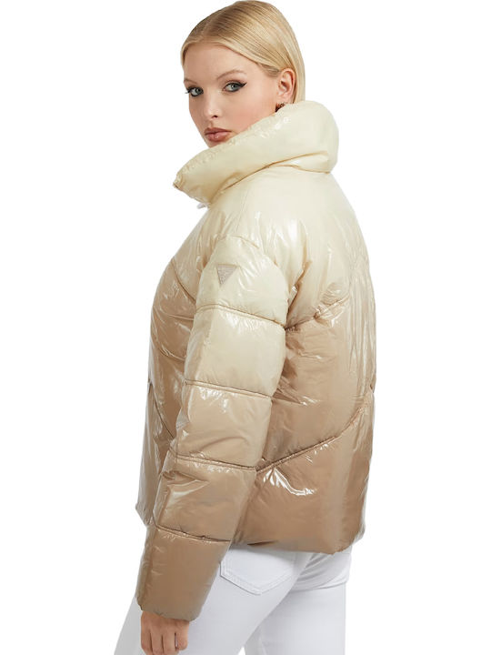 Guess Μπουφάν Puffer Μπεζ