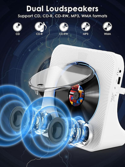 Φορητό Ηχοσύστημα mit CD-Spieler / Bluetooth / Radio / USB in Weiß Farbe