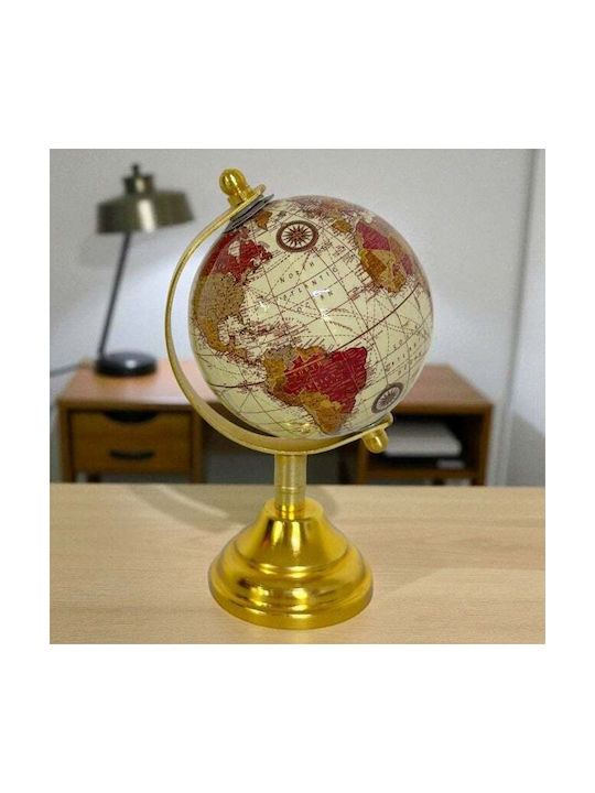Globus aus Metall mit Goldbraunem Stand 12x16 cm Globus aus Metall mit Goldbraunem Stand 12x16 cm