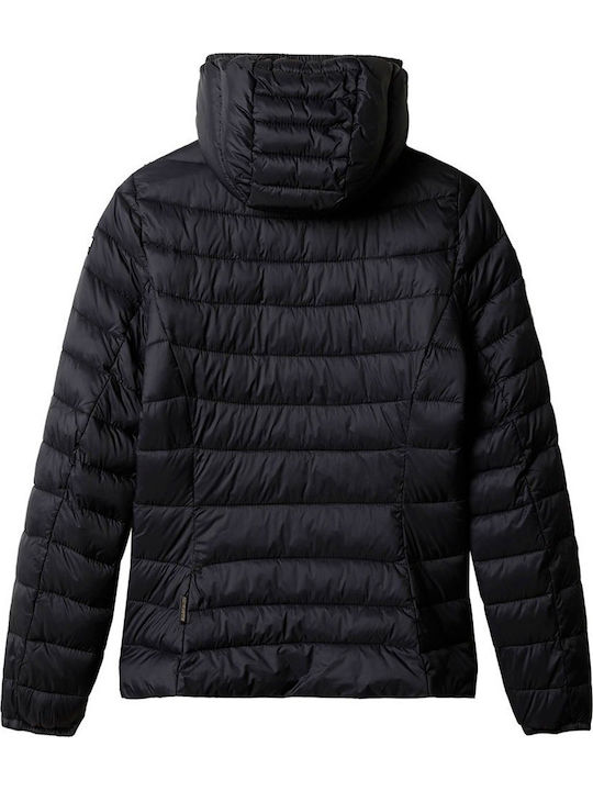 Aerons Women's Short Puffer Jacket for Winter with Hood Black
