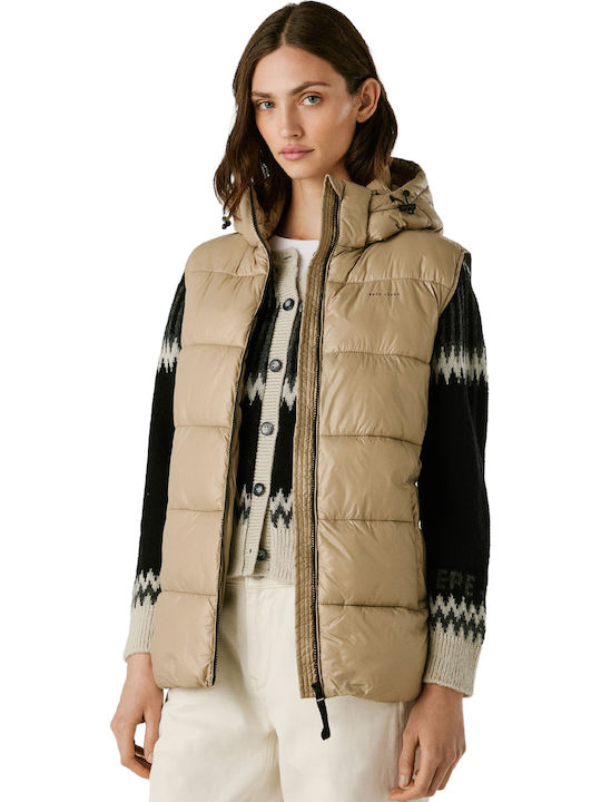 Drop 3a Γυναικείο Puffer Μπουφάν για Χειμώνα Μπεζ