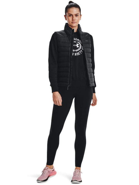 Scurtă Jachetă de femei Fără mâneci Puffer Waterproof pentru iarnă Black / Pitch Gray