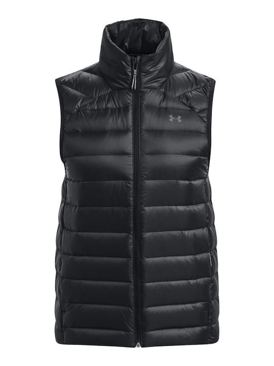 Scurtă Jachetă de femei Fără mâneci Puffer Waterproof pentru iarnă Black / Pitch Gray