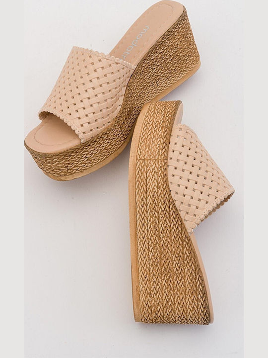 Damenplattformen Beige