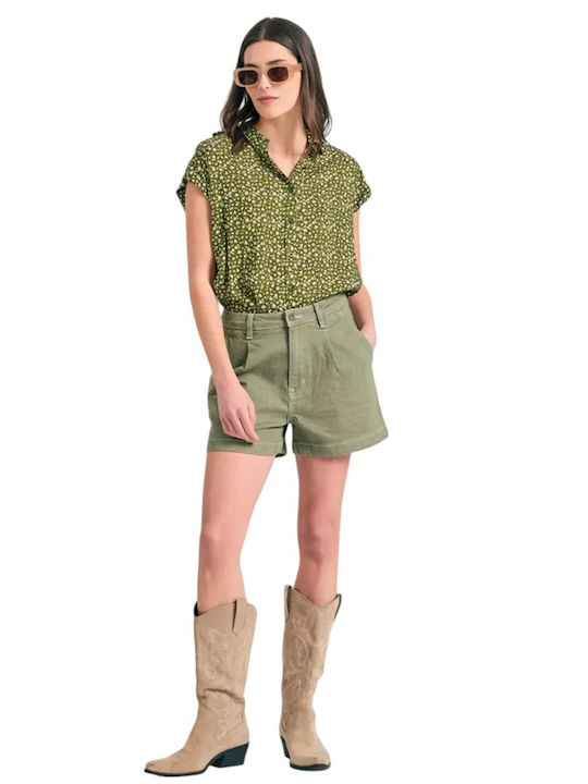 Women's Floral Long Sleeve Shirt Khaki