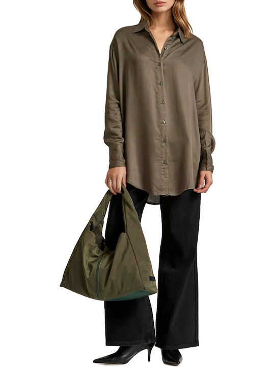 Women's Monochrome Long Sleeve Shirt Green