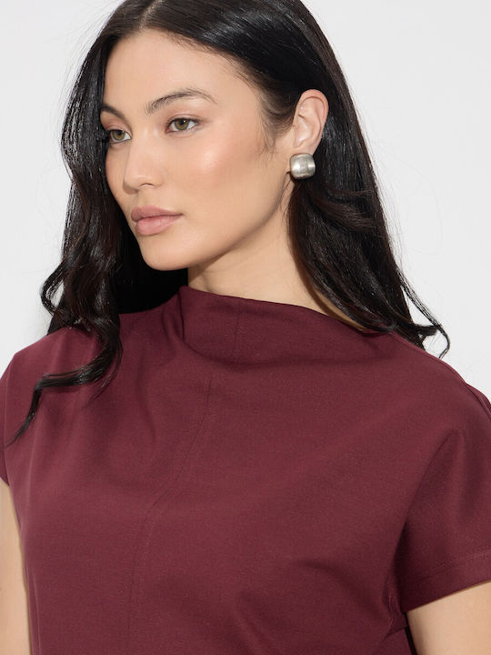 Women's Blouse Short Sleeve Burgundy