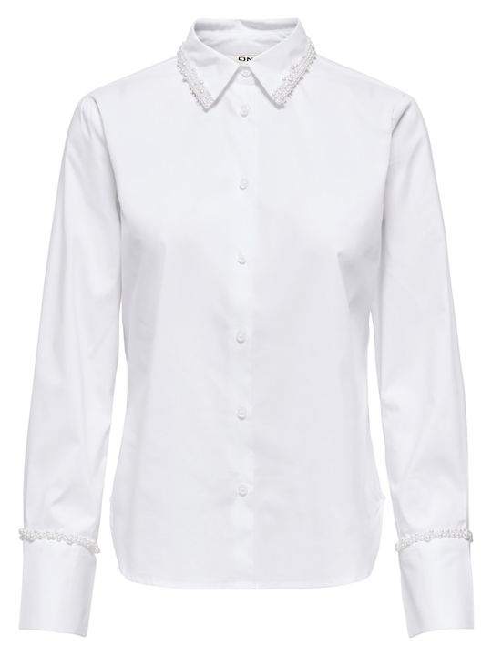 Shirt Langärmelig Damen Denim Hemd White
