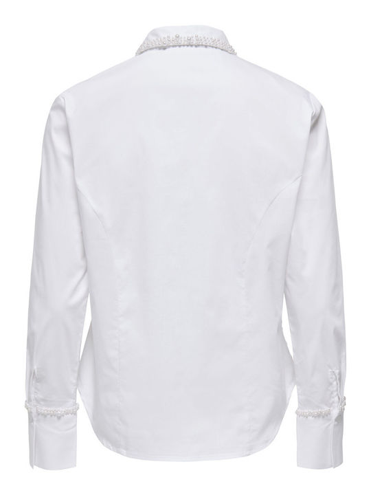Shirt Langärmelig Damen Denim Hemd White