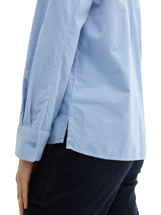 Long Sleeve Women's Corduroy Shirt Light Blue