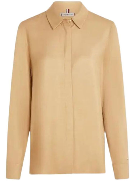 Langärmelig Damen Hemd Beige