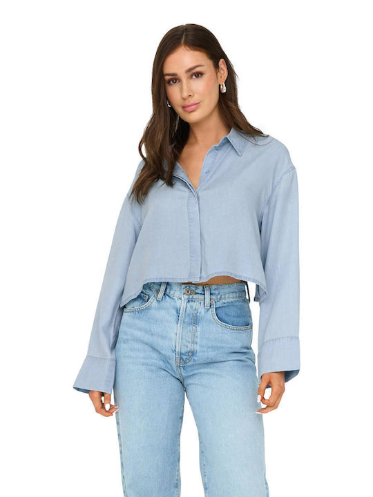 Μακρυμάνικο Γυναικείο Τζιν Πουκάμισο Light Blue Denim