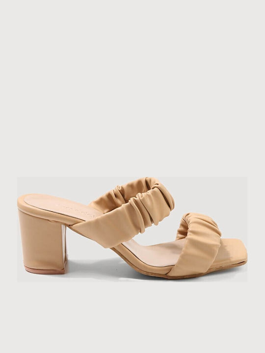 Leather Mules with Heel in Black Color