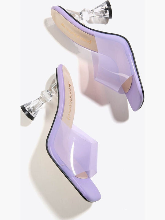 Piele Mule cu Toc în Culoare Violet