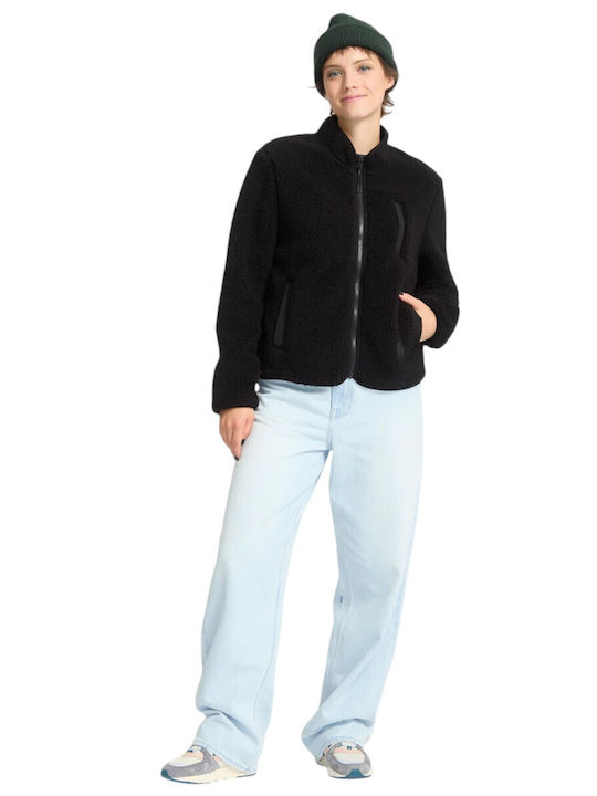 W Wuzer Fuzzar Women's Cardigan with Zipper Black