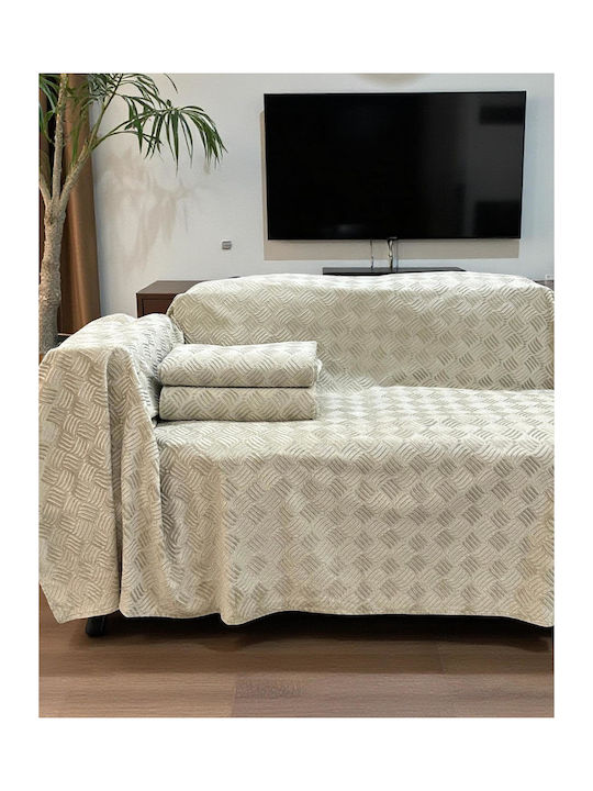 Linea Home Rafles Sesselüberwurf Jacquard 180x160cm Beige