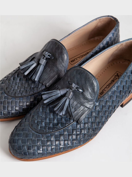 Leder Herren Mokassins in Blau Farbe