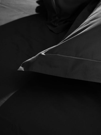 Sunshine Cearșaf King Size cu Elastic 180x200+40cm. Omnia Negru