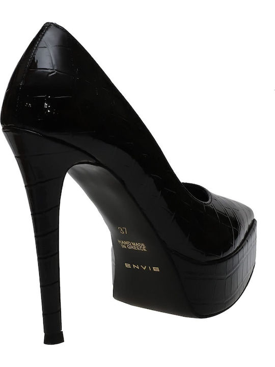 Patent Leather Pointed Toe Black High Heels