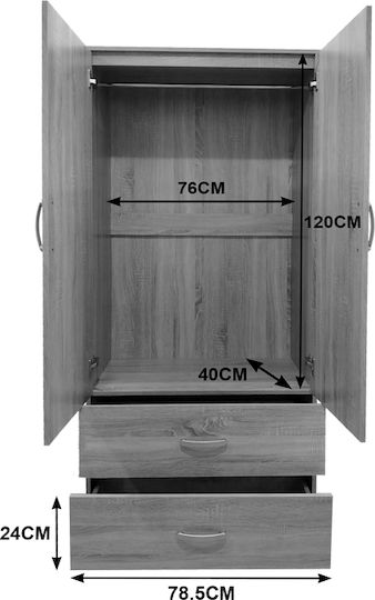 Double Door Wardrobe Corner Lego Wenge Shade 80x42x180cm