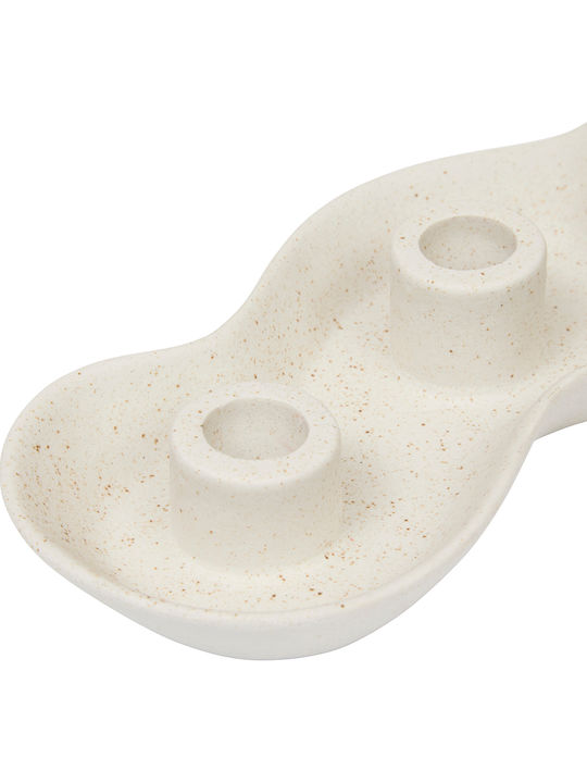 Cheri Candle Holder Ceramic in White Color 32x3.5x11.7cm 1pcs