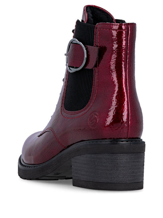 Leather Women's Ankle Boots Burgundy