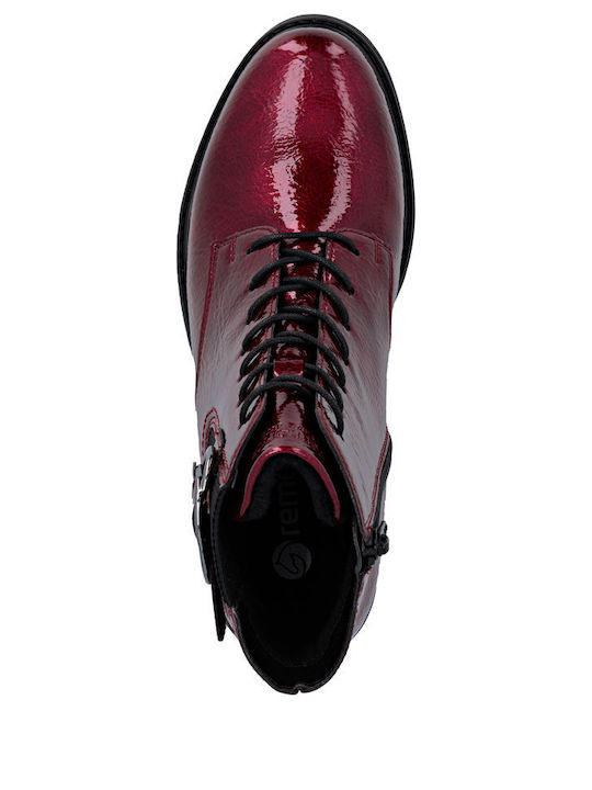 Leather Women's Ankle Boots Burgundy