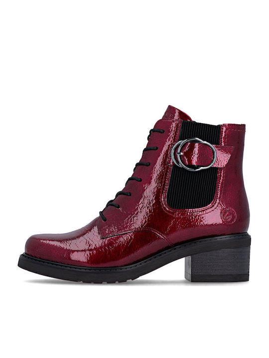 Leather Women's Ankle Boots Burgundy