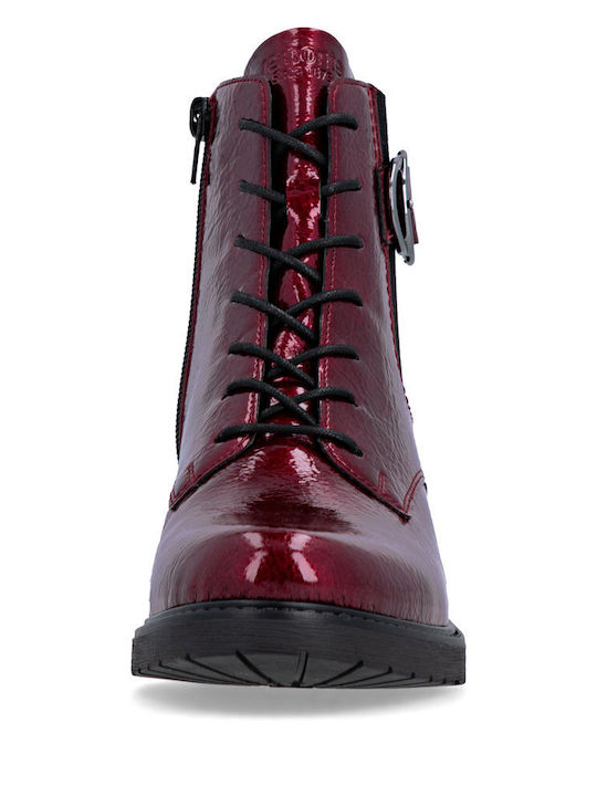 Leather Women's Ankle Boots Burgundy
