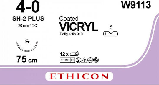 Ράμμα Ethicon Vicryl Απορροφήσιμο 4/0 Τριγωνική Βελόνα 16mm 75cm W9443