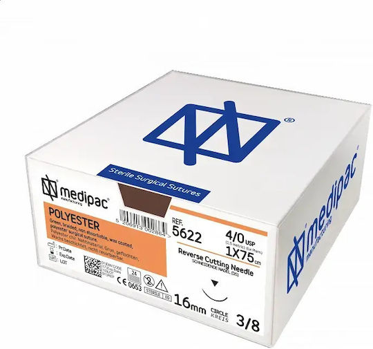 Medipac Suturi Chirurgicale Polyester 5632 4/0 19mm 3/8 24buc