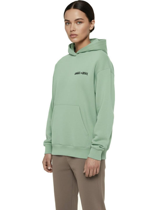 Φούτερ με Κουκούλα Light Green
