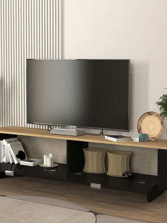 Έπιπλο Τηλεόρασης Bohema Μαύρο - Sepet Oak Μ180xΠ47xΥ45.6cm