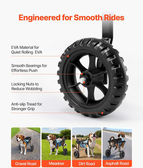 Dog Wheelchair Vevor Rear Legs Adjustable Pet Wheelchair 2 Wheels Lightweight Dog Cart Shock Absorbing Wheels Mobility Support Cart Disabled Injured Dogs Up To 10kg Small