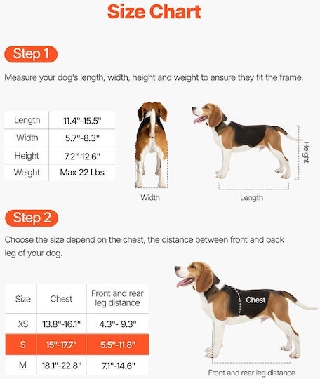 Dog Wheelchair Vevor Rear Legs Adjustable Pet Wheelchair 2 Wheels Lightweight Dog Cart Shock Absorbing Wheels Mobility Support Cart Disabled Injured Dogs Up To 10kg Small