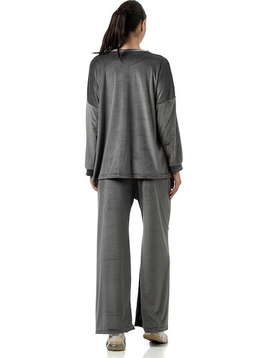 Jogginganzug Samt Charcoal