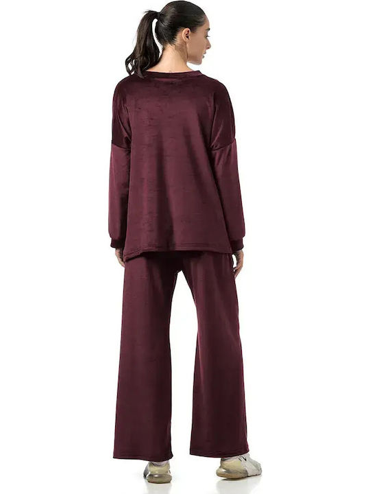 Sweatpants Set Velvet Bordeaux