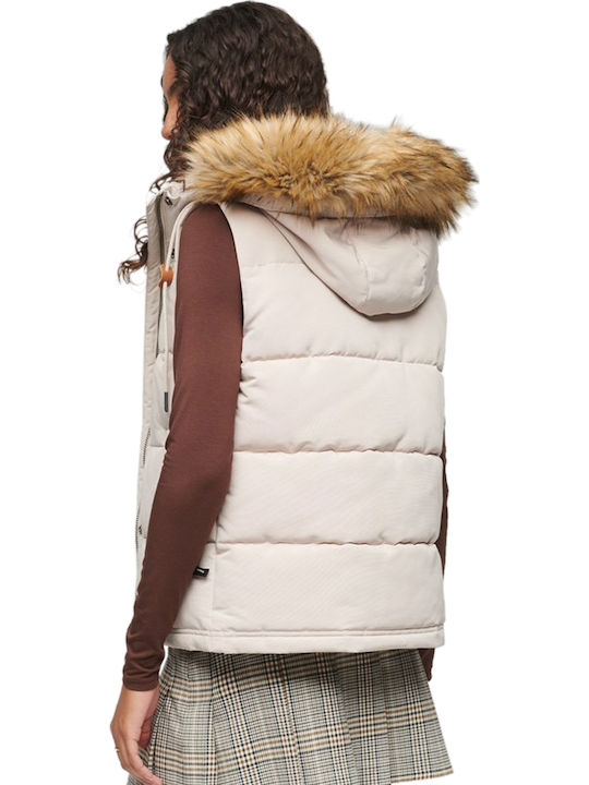 Everest Faux Women's Short Puffer Jacket for Winter Light Grey
