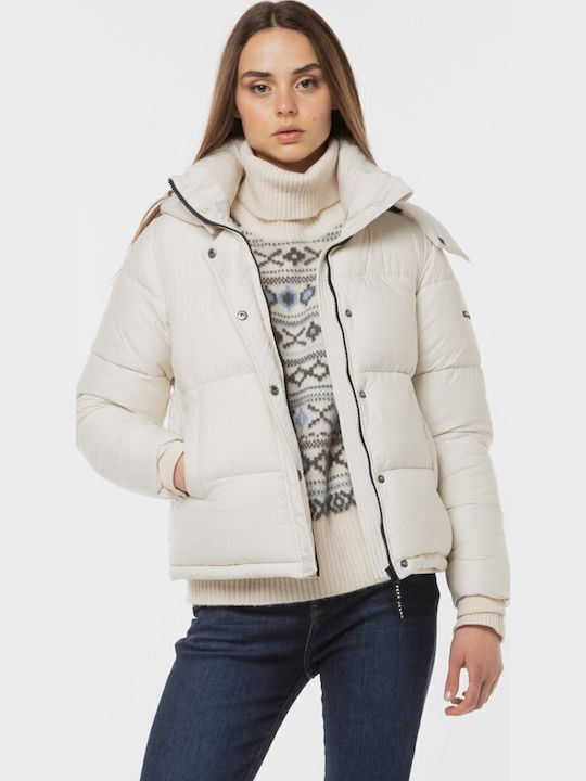 W E1 Drop Scurtă Jachetă de femei Puffer White