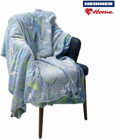 Heinner Decke Dino Leuchtend Hellblau 200x160cm