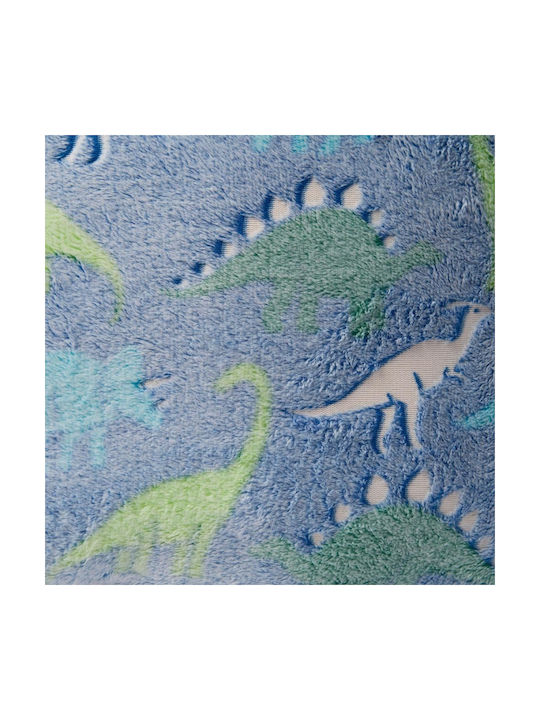 Heinner Blanket Dino Glowing Light Blue 200x160cm