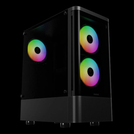 Gamdias Talos E3 CG Gaming Midi Tower Κουτί Υπολογιστή με Πλαϊνό Παράθυρο και RGB Φωτισμό Μαύρο