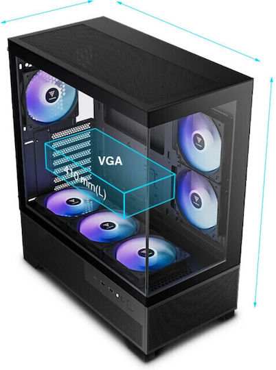 Gamdias AURA GC12 ARGB Gaming Midi Tower Computer Case with Side Window Black