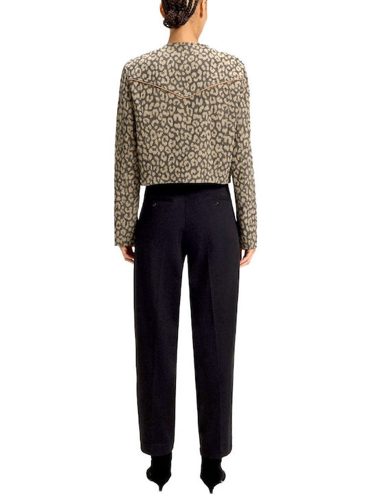 Damen Bikerjacke Leopard Print