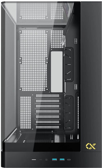 Xigmatek PANO II Геймърско бюро Midi Tower Компютърна кутия със страничен прозорец и ARGB осветление Черен