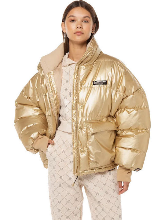 Vesuvio Κοντό Γυναικείο Puffer Μπουφάν για Χειμώνα Gold