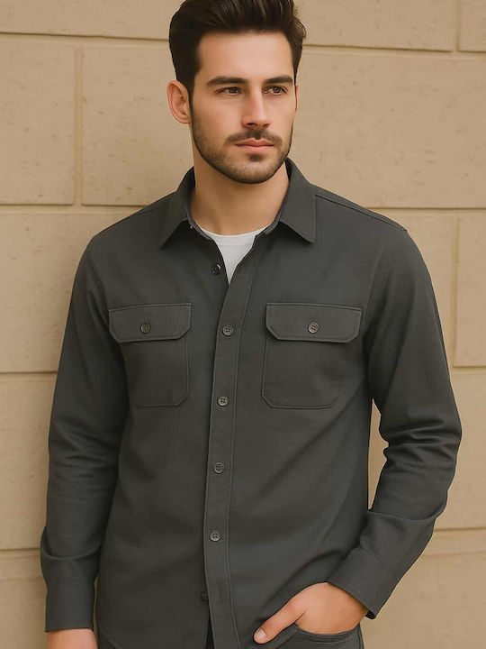 Cu mânecă lungă Denim Cămașă Dark Gray